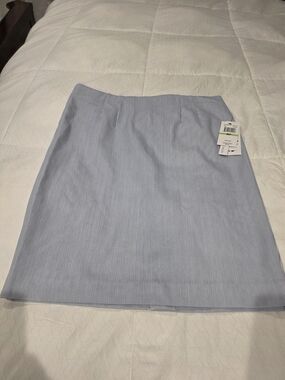 Amanda & Chelsea Light Blue Pinstripe Pencil Skirt, Stretch & Comfort Waist